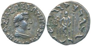 Indo-Greeks, Hermaeus / Hermaios, Silver Drachm, 2.2g, Posthumous issue struck by Indo-Sky