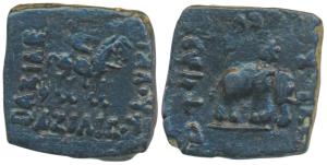 Indo-Scythian, Azilises (c. 65-57 BC), Copper fractional Unit, 6.13g, obv. king riding on 