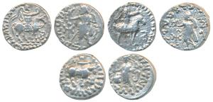 Indo-Scythians, Azes II, Silver Drachm (3), obv. king mounted on a horse to right, holding