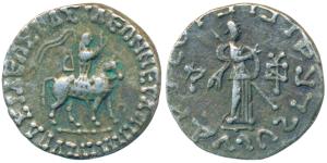 Indo-Scythians, Azes II, Silver Tetradrachm, 9.1g, obv. King mounted on a horse to right, 