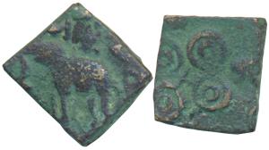 Satavahanas, Andhra Region, Chimuka (c. 2nd century BC), Copper, 0.91g, obv. elephant adva
