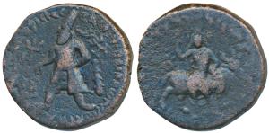 Kushanas, Vima Kadphises (100-127/8 AD), Copper Unit, 16.23g, obv. king standing facing he