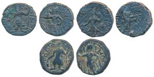 Kushanas, Kanishka, Copper ¼ Unit, obv. king diademed and crowned, standing facing, head l