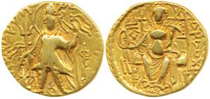 Kushanas, Vashishka (c. 245-266 AD), Gold Dinar, 7.58g, obv. king standing left, holding a