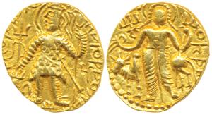 Kushanas, Vasudeva II (290-310 AD), Gold Dinar, 7.82g, obv. king standing facing, head lef