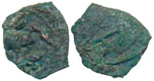 Guptas, Kumaragupta (c. 414-455 AD), Copper fraction, 0.12g, obv. Garuda seated facing wit