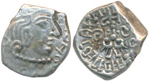Guptas, Kumaragupta, Silver Drachma, 2.05g, obv. bust of the king to right, rev. stylized 