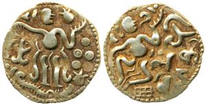 Ceylon, Shri Lankan Kings, Gold Kahavanu, 4.35g, Anonymous, Chola type, obv. king seated r