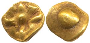 Shilaharas of Kolhapur (c. 10-11th century AD), Gold ¼ Pagoda / Double Fanam, 0.78g, obv. 