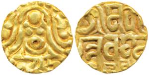 Chandellas of Jejakabhukti, Kirttivarmadeva (1098 AD), Gold Masha, 1.02g, obv. seated Laks