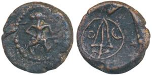 Post-Vijayanagar (c. 15th-17th century AD), Copper, 6.51g, obv. warrior running left, rev.