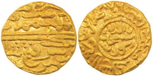 Fath Shah (AH 892-923, 1472-1517 AD), Gold Tanka, 11.27g, Kashmir Mint, Mule, with obverse