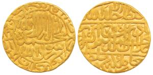 Akbar, Gold Mohur, 10.36g, Agra Mint, AH 972, obv. Kalima, 27mm diameter (KM 106.4). Broad