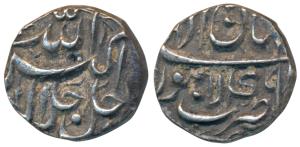 Akbar, Silver ¼ Rupee, 2.88g, Lahore Mint, Month Bahman, Year 49 (KM 58.2). Extremely Fine
