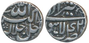 Akbar, Silver Rupee, 11.23g, Lahore Mint, Ilahi type, Month Tir, Year 42 (KM 93.11). About