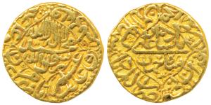 Shah Jahan, Gold Mohur, 10.86g, Akbarabad Mint, AH 1044/7, obv. Kalima within quatrefoil, 