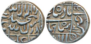 Shah Jahan, Silver ½ Rupee, 5.40g, Ujjain Mint, legend within square area on both sides wi