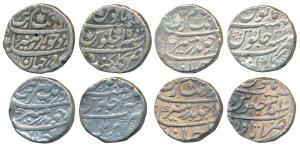 Aurangzeb, Silver Rupee (4), Bareli Mint, AH 1104/35; Golkonda Mint, AH 1076/15; Gulbarga 