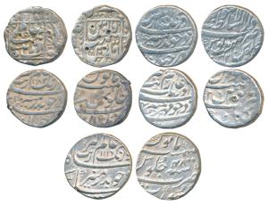 Aurangzeb, Silver Rupee (5), Junagarh/Junagadh Mint, legend within square area; Kabul Mint