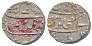 Aurangzeb, Silver Rupee, 11.45g, Kanji Mint, AH 1106/4X (KM 300.46). Red deposits, Very Fi