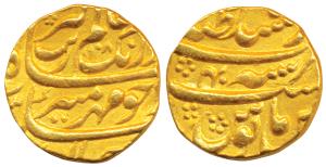 Aurangzeb, Gold Mohur, 11g, Lahore Mint, AH 1108/40 (KM 315.31). Extremely Fine, Very Rare