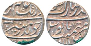 Aurangzeb, Silver ½ Rupee, 5.75g, Bandar-e-Mubarak Surat Mint (Surat, the Auspicious Port)