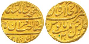 Muhammad Shah, Gold Mohur, 10.87g, Dar-ul-Khilafat Shahjahanabad Mint, AH 115X / 20, Sahib