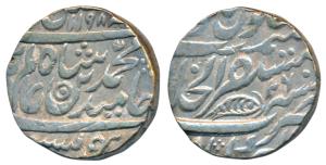Akbarabad Mint, Silver Rupee, 11.07g, in the name of Shah Alam II, AH 1198/26, fish on rev
