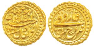 Tipu Sultan, Gold Pagoda, 3.44g, Nagar Mint, the denomination Faruqi and mint name with RY