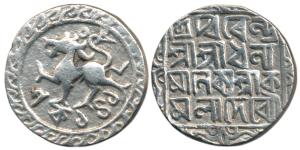 Dhanya Manikya (SEc 1412-1442, 1490-1520 AD), Silver Tanka, 10.12g, citing Queen Kamala Ma