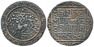 Yaso Manikya (c. SEc 1521-1548, 1599-1626 AD), Silver Tanka, 10.14g, citing Queen Laxmi, o