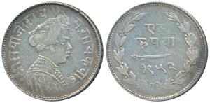 Sayaji Rao III, Silver Rupee, 11.31g, Small flan, VS 1952 (KM 36a). Very Fine+.