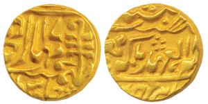 Madho Singh II (AH 1298-1341, 1880-1922 AD), Gold Mohur, 10.89g, Sawai Jaipur Mint, with t