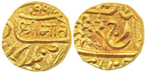 Umaid Singh, Gold Mohur, 10.97g, with the name of George VI, Ra in Nagari above Persian nu