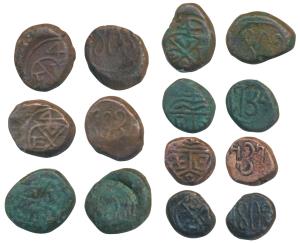 Pagoda Series, Copper Cash, obv. bale mark, rev. different dates 1734, 1737, 1803, 1808, 1