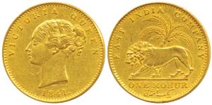 Victoria Queen, Gold Mohur, 1841, Continuous legend, without initial on truncation (Prid 1