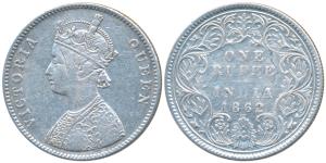 Victoria Queen, Silver Rupee, 1862, Bombay Mint, A / I / 0 / 3, (Prid 74-A). Very Fine, Ve