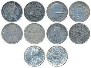 Error, Silver Rupee (5), Victoria Queen 1862 obv. lamination (surface of a coin cracks and
