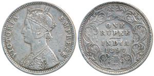 Victoria Empress, Silver Rupee, 1897, Calcutta Mint, C3 / I / C incuse, (Prid 136). Very F