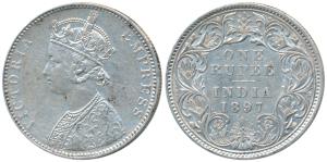 Victoria Empress, Silver Rupee, 1897, Bombay Mint, C2 / I / B incuse, (Prid 183). Very Fin