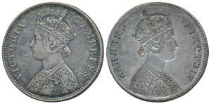Victoria Empress, Silver Rupee, Error, Brockage, nice deep and complete Lakhi impression. 