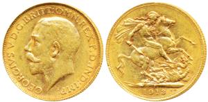 Australia, George V, Gold Sovereign, 8g, 1913, ‘P’ mint mark for Perth Mint (KM 29). Very 