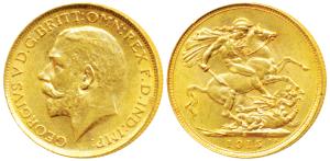 Australia, George V, Gold Sovereign, 8g, 1915, ‘S’ mint mark for Sydney Mint (KM 29). Extr