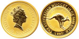 Australia, Elizabeth II, Gold 25 Dollars, ¼ ounce, 7.82g, .999 purity, The Australian Nugg
