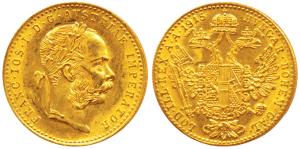 Austria, Franz Joseph I, Trade Coinage, Gold Ducat, 3.5g, 1915 (KM 2267). Superb Mint Stat