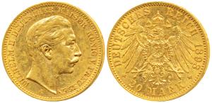 Germany, Prussia, Wihelm II, Gold 20 Mark, 8g, Berlin Mint, 1902 A. (KM 521). Very Fine+, 