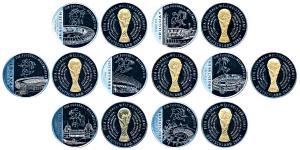 Germany, FIFA World Cup 2006, Proof Set of 7 Silver medallions each 31.1g, total 217.7 gra
