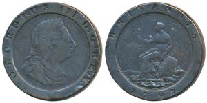 Great Britain, George III, Copper Cartwheel Two Pence, 56.55g, 1797, obv. laureate bust of