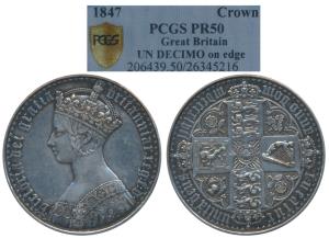 Great Britain, Silver Godless Crown, 11.16g, obv. Gothic crowned bust of Victoria by Willi