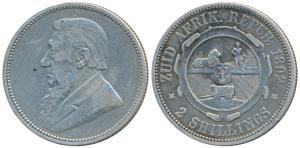South Africa, Silver 2 Shillings, 11.2g, 1892, rev. arms with design (KM 6). Very Fine, Sc